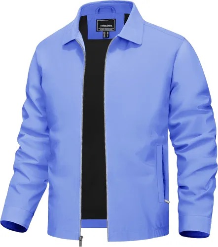 Vista 11 de TACVASEN Chaqueta Cortavientos Ligera para Hombre con Cremallera Completa Cuello Plegable Chaquetas Abrigo Casual Ligero con Bolsillos con Cremallera