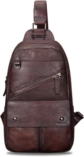 Vista 2 de Bolso bandolera de cuero genuino para hombres y mujeres, estilo vintage, hecho a mano, bolso de hombro, bolso cruzado en el pecho