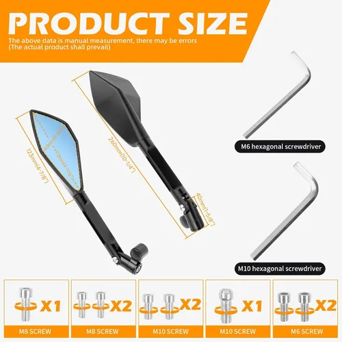 Vista 2 de JMTBNO Espejo universal de aluminio para manillar de motocicleta, espejos laterales traseros de 8mm 10mm para bicicleta de calle, bicicleta