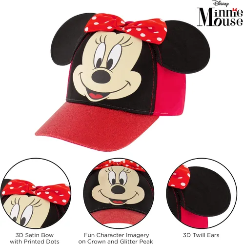 Vista 3 de Disney Gorra de béisbol para niñas de 2 a 7 años diseño 3D de Minnie Mouse