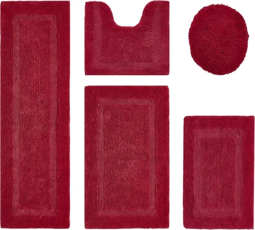 Vista 599 de Better Trends - Juego de 2 alfombras de baño 100% algodón, extra suaves, con borlas, de 17" x 24", alfombra de baño superabsorbente y reversible