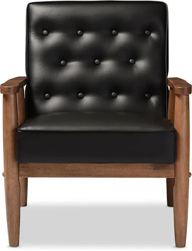 Vista 4 de Silla lounge Sorrento de Baxton Studio, Madera, Negro