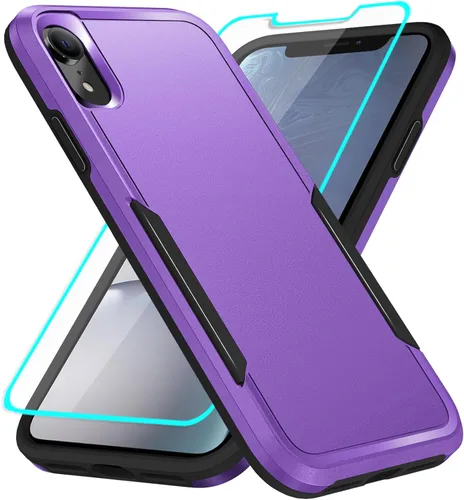 Vista 8 de Funda para iPhone XR con protección de pantalla: resistente a prueba de golpes y arañazos Funda para iPhone XR-Negro