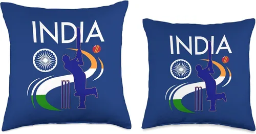 Vista 3 de India Cricket Pride Tees India - Almohada de críquet con bandera india, 16.0 x 16.0 in, multicolor