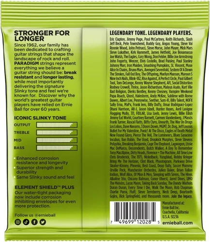 Vista 2 de Ernie Ball 2015 Paradigm cuerdas de guitarra eléctrica, parte superior ceñida, parte inferior gruesa