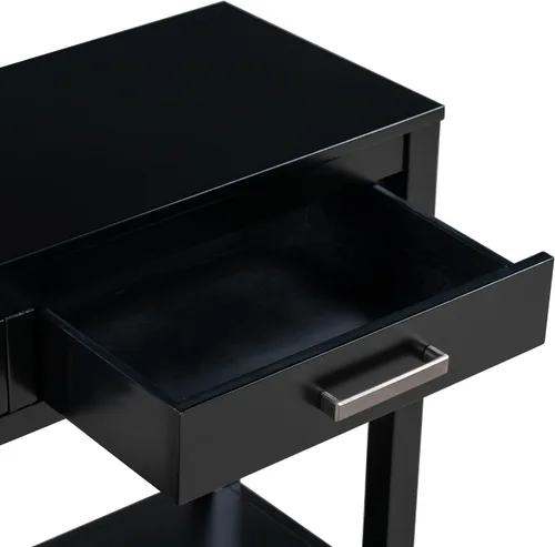 Vista 5 de Mesa consola moderna, mesa de sofá con 3 cajones y 1 estante, mesa de entrada para entrada, pasillo, sala de estar, vestíbulo, pasillo