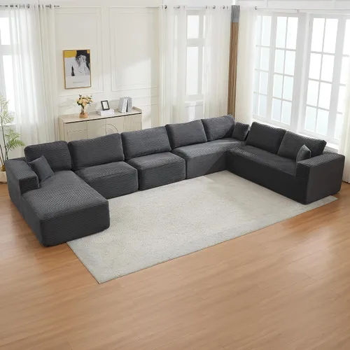 Vista 17 de Sofá modular Cloud de 106 pulgadas con diván en forma de L, moderno sofá modular sin hueso con asiento profundo, sofás tapizados para sala de estar