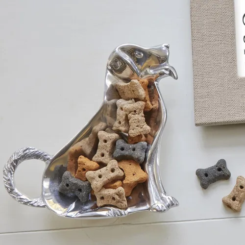 Vista 2 de Mariposa Labrador "Perro dorado Retriever Abalorios Plato de aluminio
