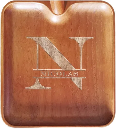 Vista 5 de Cuenco de madera personalizado para llaves para mesa de entrada, organizador de bandeja de valet de madera grabada personalizada con 3 estantes