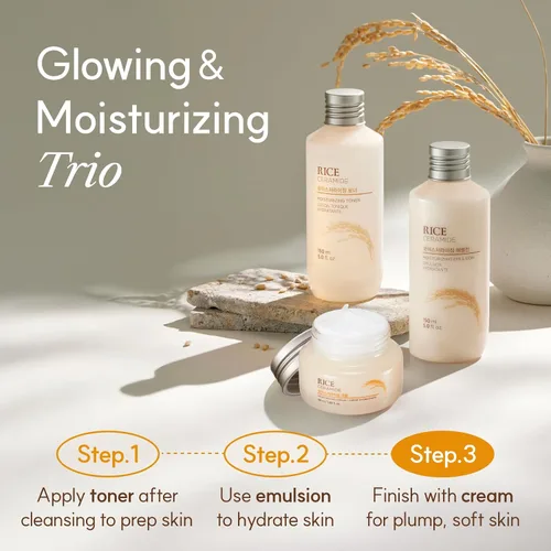 Vista 7 de The Face Shop Crema de Ceramidas de Arroz, Hidratante Facial, para Piel Seca y Mixta, Ligera, de Absorción Rápida, 50 ml