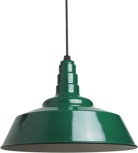 Vista 78 de Steel Lighting Co. Manhattan Warehouse Light Colgante montado en el techo Cúpula de 20 pulgadas vástago de 12 pulgadas Luz de granero