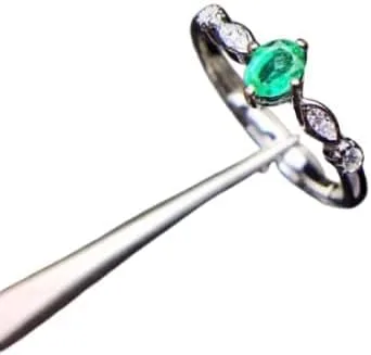 Vista 2 de Anillo de plata de esmeralda colombiana natural 1 ct
