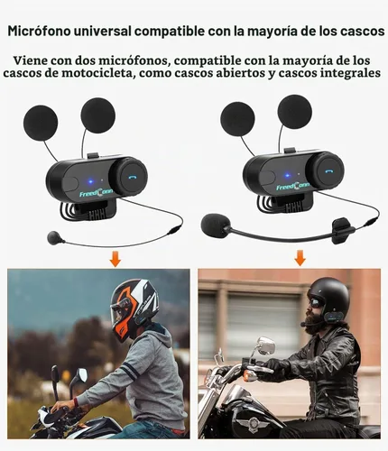 Vista 6 de TCOM VB - Casco de motocicleta con Bluetooth para uso compartido de música, sistemas de comunicación de intercomunicación universales de 800 M
