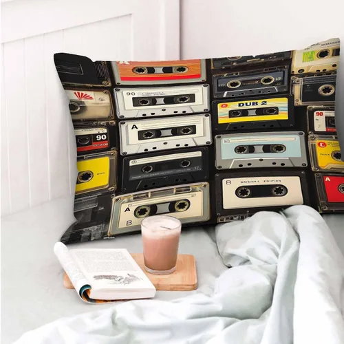 Vista 6 de Mugod Funda de almohada decorativa de los años 80 con cintas de plástico de cassette de audio retro, funda de almohada para hombres y mujeres