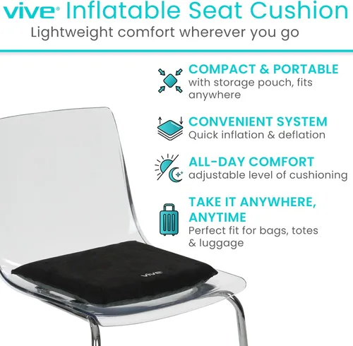 Vista 2 de Vive Cojín inflable para asiento, almohadilla portátil para estadios