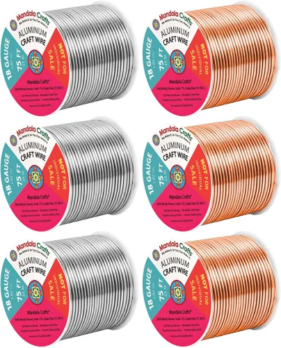 Vista 346 de Mandala Crafts - Alambre de aluminio anodizado de calibre 22 para hacer joyas - 137.2 m de alambre flexible surtido y coloreado - Doble para bonsái