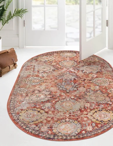 Vista 15 de Unique Loom Lola Collection - Alfombra clásica (2 pies x 3 pies 1 pulgada, rectangular, rojo ladrillo/beige)