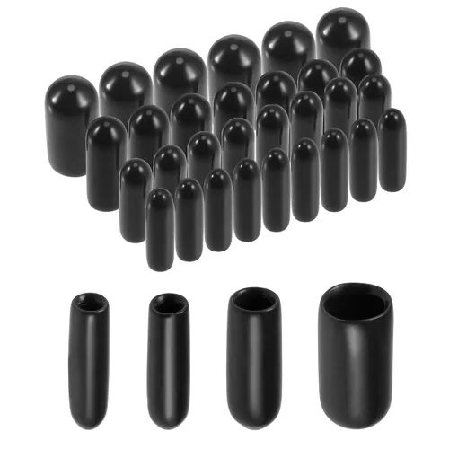 Vista 7 de uxcell 40 tapas redondas de goma de 3/32" 1/8" 5/32" 1/4" cubierta de vinilo negro tornillo protectores surtido