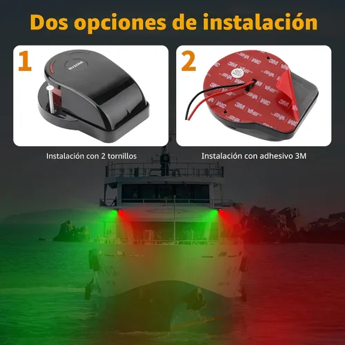 Vista 4 de RVZONE Luces de Navegación para Barcos, Iluminación de Navegación para Barcos LED IP67 Impermeables Rojas y Verdes Luces LED Marinas de Proa, Negro