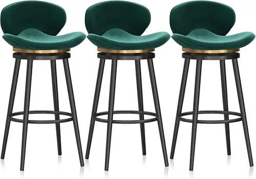 Vista 20 de Taburete de bar moderno con Patas de Metal Negro, giratorio de 360 grados, cómodo y tapizado, ideal para el hogar, bar, cocina, isla, comedor o Pub