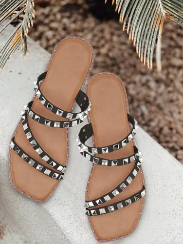 Vista 4 de JeimPoey Sandalias planas para mujer con puntera abierta, con tiras planas