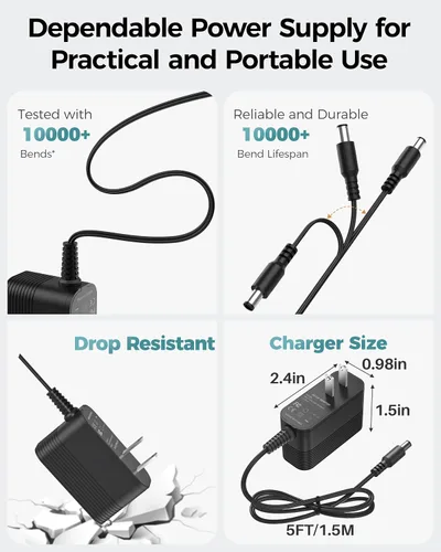 Vista 5 de Cable de alimentación DC 9V Reemplazo universal con 10 conectores intercambiables Compatible con equipos de 100mA 200mA 300mA 400mA 500mA 600mA