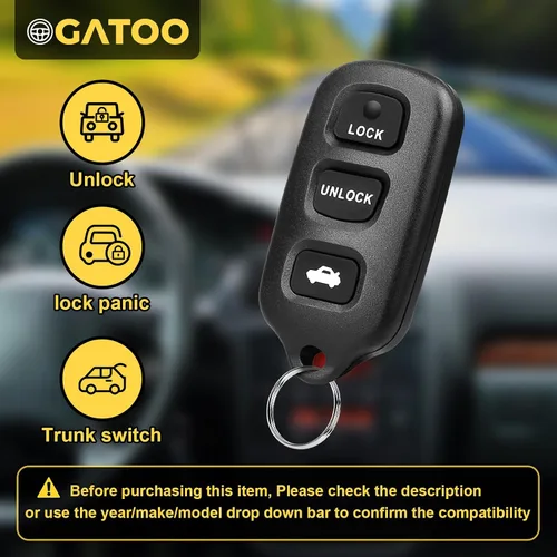 Vista 2 de OGATOO Llavero de Repuesto Compatible con Camry 2002 2003 2004 2005 2006/ Solara 2002 2003 Control Remoto de Entrada sin Llave (GQ43VT14T)