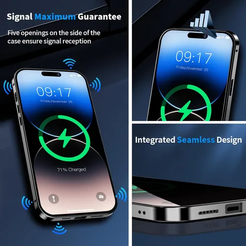 Vista 6 de Funda magnética de privacidad para iPhone 12 Pro Max con anillo de metal CD y cierre desplegable automático [compatible con MagSafe]