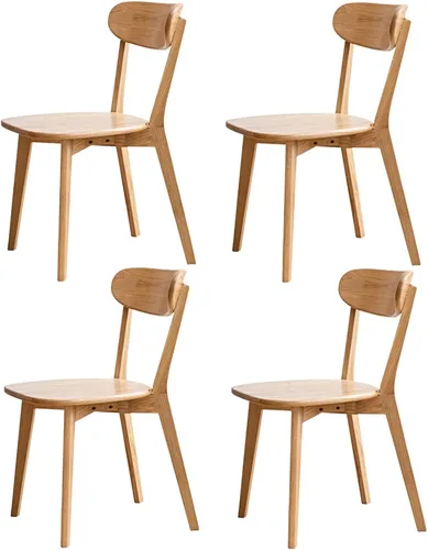 Vista 14 de Sillas de comedor de roble, sillas de cocina, silla moderna de madera maciza 100% con respaldo curvo, silla de comedor para cocina, sala de estar