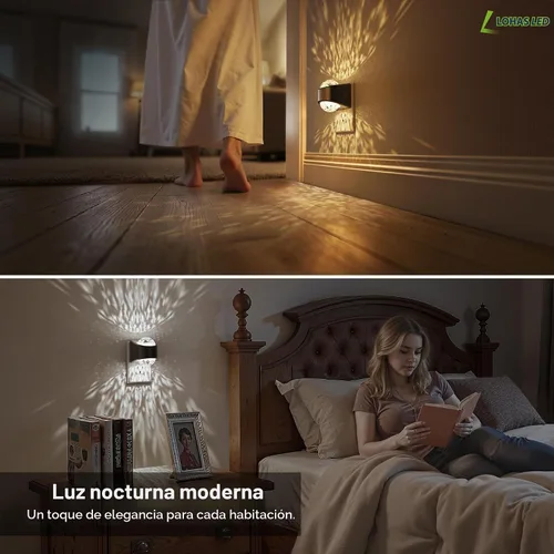 Vista 7 de L LOHAS LED Las luces nocturnas se enchufan a la pared, proyector de luz