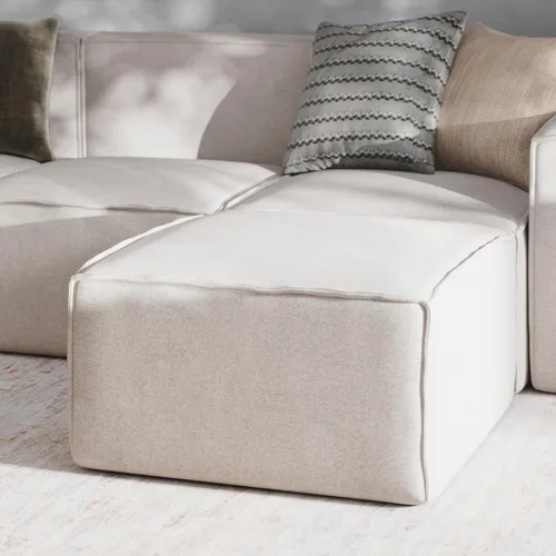 Vista 4 de EMMA + OLIVER Otomana modular Farmount para sofá seccional, reposapiés modular, color crema