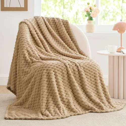 Vista 199 de BEDELITE Manta de forro polar para sofá y cama, manta decorativa de jacquard 3D de almendra, súper suave y acogedora, manta mullida cálida adecuada