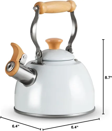 Vista 20 de ROCKURWOK - Tetera de estufa, tetera con mango ergonómico de tacto frío, tetera de acero inoxidable de grado alimenticio, tetera de estufa, tetera