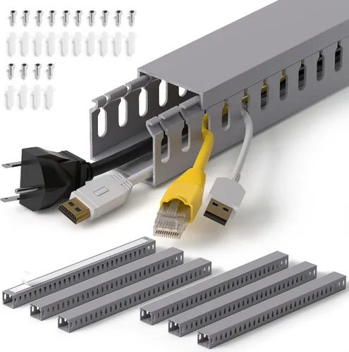 Vista 19 de ZhiYo Canaleta de gestión de cables para rack de servidores de 1.4 pulgadas de alto x 1.6 pulgadas de ancho, kit de conductos de cable de 12 pies
