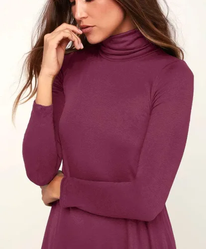 Vista 3 de KEEDONE Vestido de manga larga con cuello de tortuga para mujer