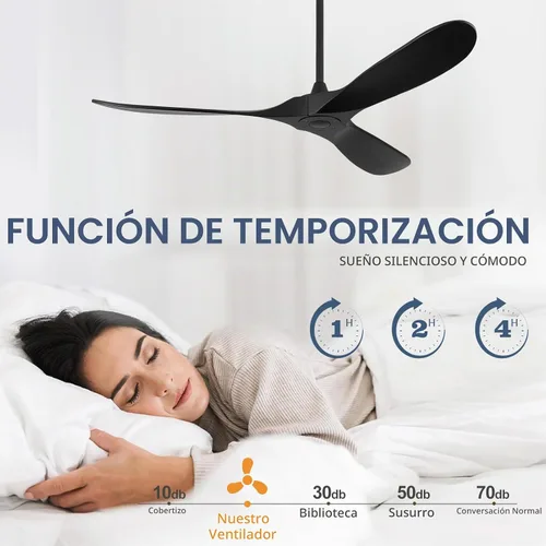 Vista 4 de Ventiladores de techo ABZ sin luces - Ventiladores de techo modernos de 52 pulgadas sin luces con control remoto, ventiladores de techo de 3 aspas