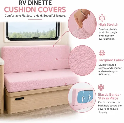 Vista 3 de NILUOH Juego de cojín lavable para sofá y respaldo de autocaravana, fundas elásticas de cojín elásticas para comedor de caravana, aptas para 01