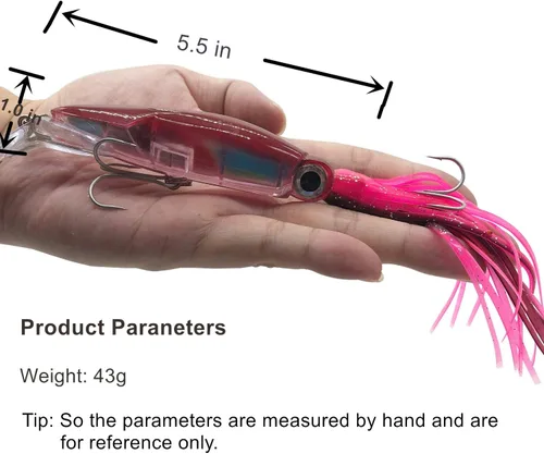 Vista 4 de 4Pcs Large Simulation Squid Fishing Lures Bait Kit,3D Holographic Eyes，Built-in Multicolored Lead Blocks Through Heavy Duty ，Stable and Tempting