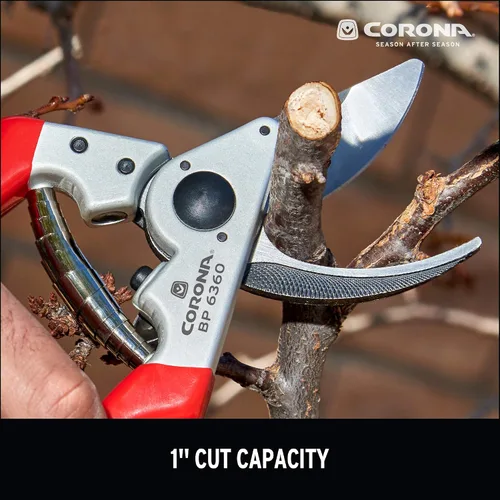 Vista 5 de Corona BP 6360 Forged Steel Aluminum Handles Angled Bypass Hand Pruner - 1 inch Cut Capacity Stem and Branch Garden Shears, Red (Pack of 6)
