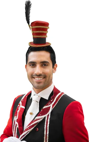Vista 8 de Nicky Bigs Novelties Diadema de sombrero con plumas negras y adornos dorados con flecos dorados, juguete de circo, carnaval, juguete de soldado