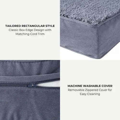 Vista 4 de Rectangular Sherpa Dog Bed with Removable Washable Cover, Supportive Tacked Cushion Insert, Durable Microfiber Sides, Recycled Polyfiber Fill