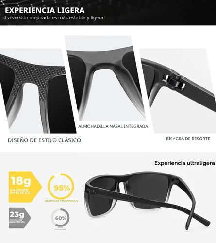 Vista 4 de KALIYADI Gafas de sol polarizadas para hombre, gafas de sol ligeras con protección UV para conducir, pescar y jugar golf (3 unidades) Negro