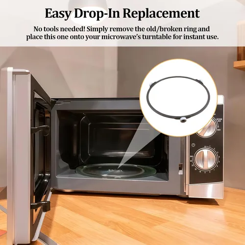 Vista 5 de Anillo de reemplazo para plato giratorio de microondas de 7 pulgadas, piezas de repuesto para girar microondas con 3 rodillos suaves, ajuste