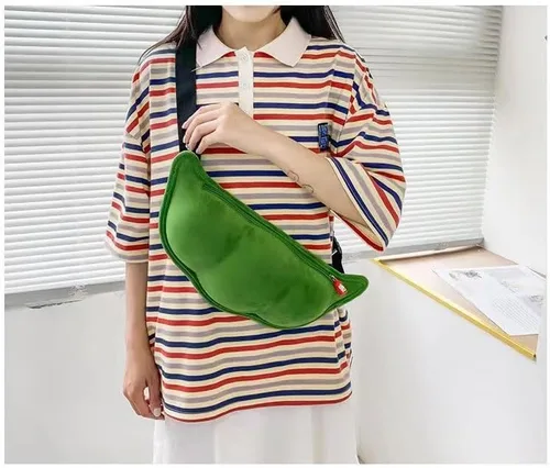Vista 5 de KARTONS Bolso cruzado para mujer, bolso de hombro de felpa, bolso cruzado en forma de guisante, bolso cruzado en el pecho, bolso cruzado, bolsa tipo