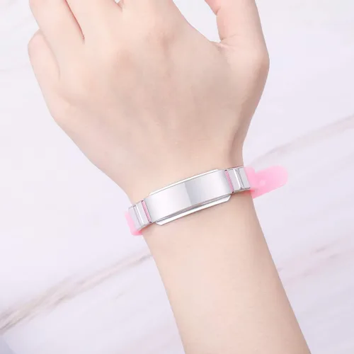 Vista 5 de MOWOM Medical - Pulsera de silicona con grabado personalizado, con identificación, alerta médica, pulsera ajustable para hombres, mujeres, niños