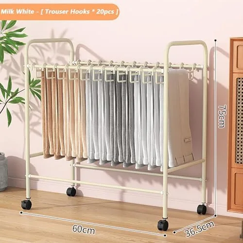 Vista 2 de Slide Out Pants Rack Closet Hanger Bar Pull Trousers Tie Belts Scarf Racks Top Mounted Wardrobe Clothes for Closet Retractable,Space-Saving Rolling
