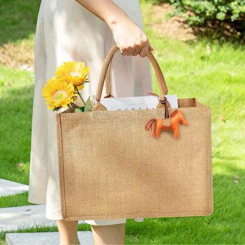 Vista 7 de Bolsas de yute con interior laminado y asas suaves