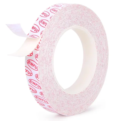 Vista 9 de Sinfuo Cinta adhesiva de doble cara resistente (0.39 pulgadas x 22 pies), cinta adhesiva nano extraíble de doble cara, cinta adhesiva transparente