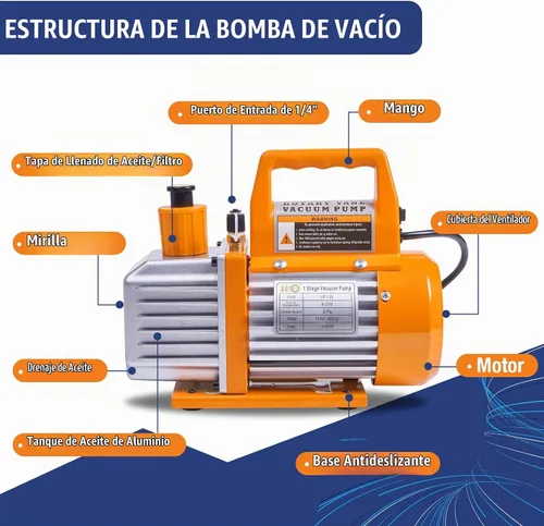 Vista 4 de BACOENG Juego de bomba de vacío y medidor de aire acondicionado de 4 CFM, bomba de vacío HVAC con detector de fugas para refrigerantes R134a R410a