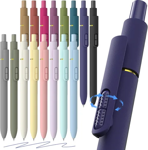 Vista 15 de Paquete de 8 bolígrafos de gel negro, punta media de 0.028 in, bolígrafos de tinta retráctiles de secado rápido para escritura suave, suministros